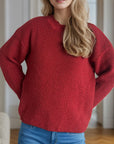 Solid Color Round Neck Long Sleeve Sweater