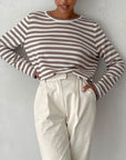 Striped Round Neck Long Sleeve Sweater