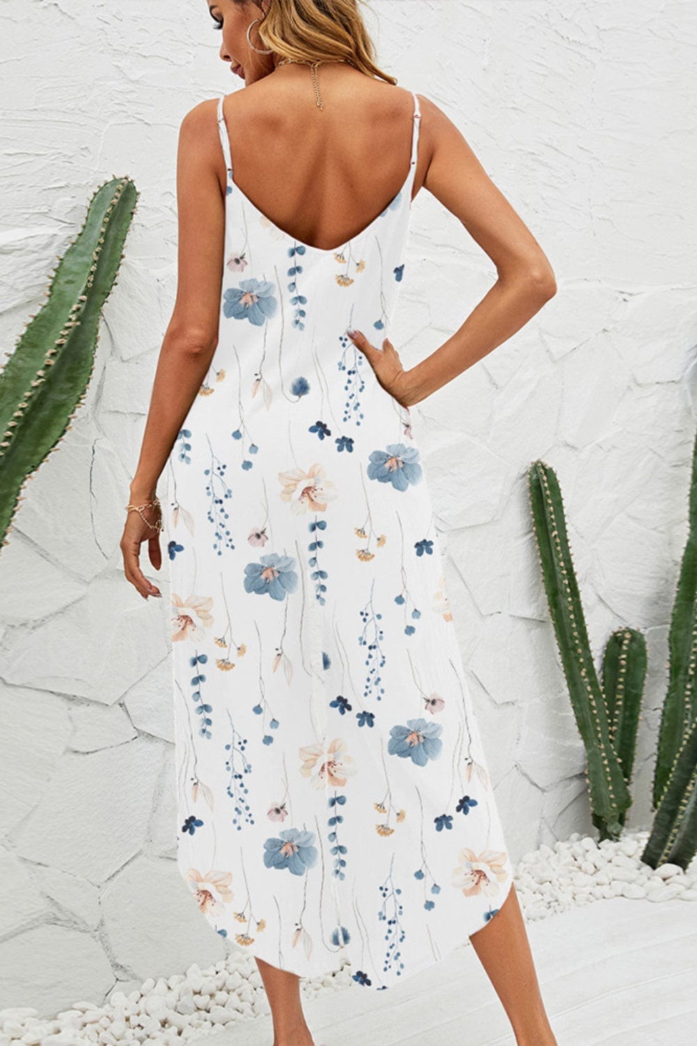 Light Gray Printed Scoop Neck Wide Leg Jumpsuit