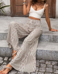 Rosy Brown Printed Wide Leg Pants