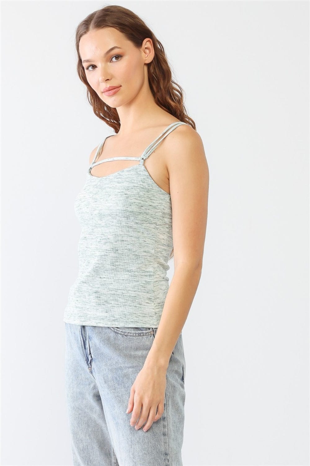 Lavender Le Lis Heathered Ribbed Adjustable Strap Cami