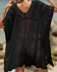Rosy Brown Openwork Half Sleeve Cover-Up Sentient Beauty Fashions Apparel & Accessories
