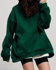 Pocketed Dropped Shoulder Long Sleeve Hoodie