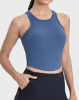 Light Gray Round Neck Racerback Active Tank