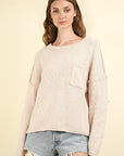 VERY J Mineral Washed Exposed Seam Sweater