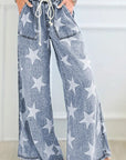 Drawstring Star Wide Leg Jeans