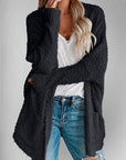 Double Take Pocketed Open Front Long Sleeve Cardigan