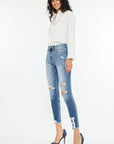 White Smoke Kancan High Rise Frayed Ankle Skinny Jeans