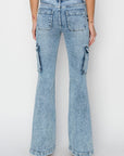 RISEN Full Size High Rise Cargo Flare Jeans