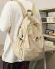 Gray Drawstring Nylon Backpack Bag