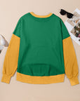 Contrast Round Neck Long Sleeve Sweatshirt