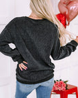 Heart Round Neck Dropped Shoulder Sweatshirt