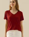 Ninexis Full Size V-Neck Short Sleeve T-Shirt