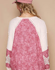 POL Lace Detail Floral Pattern V Neck Top