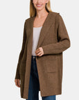 Zenana Hooded Open Front Sweater Cardigan