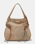 Nicole Lee USA Side Braided Tassel Inlaid Rhinestone Embroidery Hobo Bag