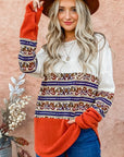 And The Why Ethnic Print Color Block Top