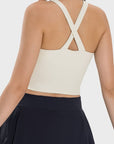 Gray Crisscross Grecian Neck Active Cami