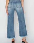 RISEN Raw Hem Cropped Wide Leg Jeans