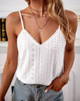 Gray Eyelet Lace Detail V-Neck Cami