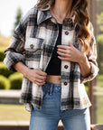 Pocketed Plaid Button Down Long Sleeve Shacket