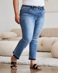 Gray Judy Blue Full Size Release Hem Cropped Bootcut Jeans Sentient Beauty Fashions Apparel & Accessories