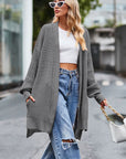 Open Front Dropped Shoulder Longline Cardigan