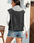 Pocketed Button Up Hooded Denim Jacket