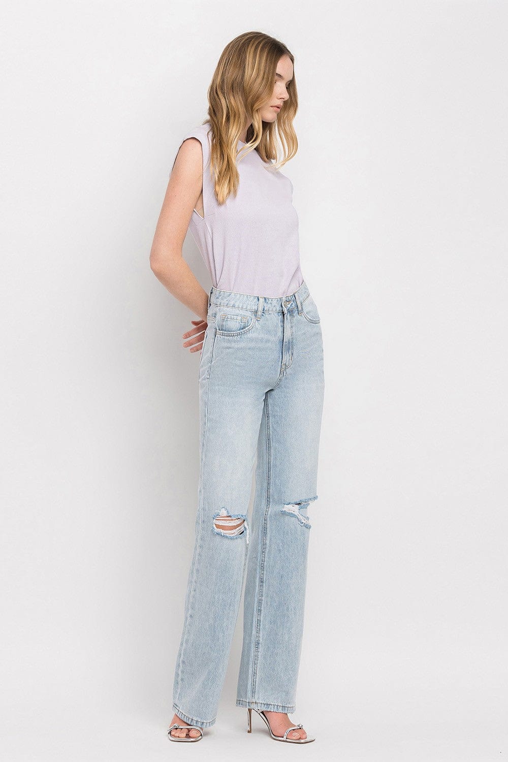 Lavender Vervet by Flying Monkey 90&#39;S Vintage Super High Rise Flare Jeans