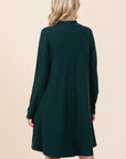 Mittoshop Mock Neck Long Sleeve Dress with Pockets