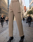 Dim Gray High Waist Straight Pants