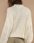 POL Mock Neck Cable Knit Sweater