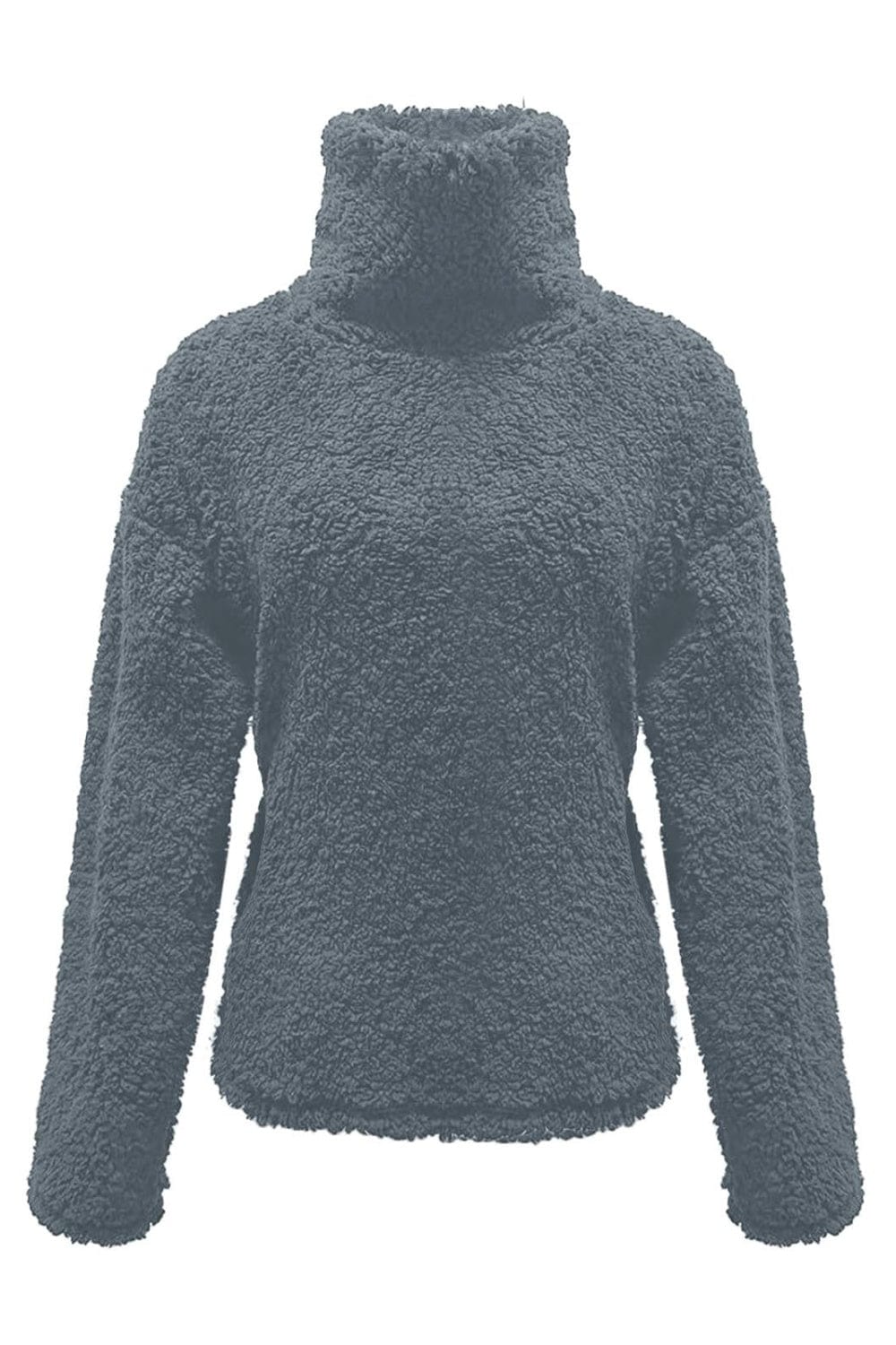 Fuzzy Turtleneck Long Sleeve Sweatshirt