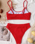 Light Gray Scoop Neck Spaghetti Strap Two-Piece Swim Set Sentient Beauty Fashions Apparel & Accessories