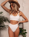 Tan Scoop Neck Wide Strap Two-Piece Swim Set Sentient Beauty Fashions Apparel & Accessories