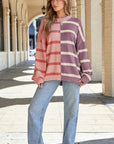 Contrast Striped Long Sleeve Sweatshirt