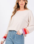 Misty Rose SAGE + FIG Color Block Waffle Knit T-Shirt