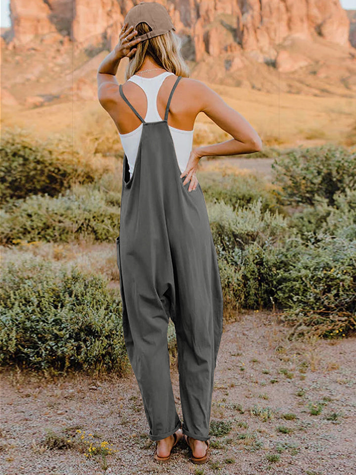Rosy Brown Double Take Full Size Sleeveless V-Neck Pocketed Jumpsuit Sentient Beauty Fashions Apaparel &amp; Accessories