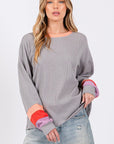 Light Gray SAGE + FIG Color Block Waffle Knit T-Shirt