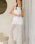 Gray Idem Ditto Floral Lace Sleeveless Tie Back Jumpsuit Sentient Beauty Fashions Apaparel & Accessories