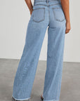 Raw Hem Wide Leg Jeans with Pockets