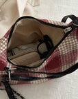 Plaid Adjustable Strap Handbag