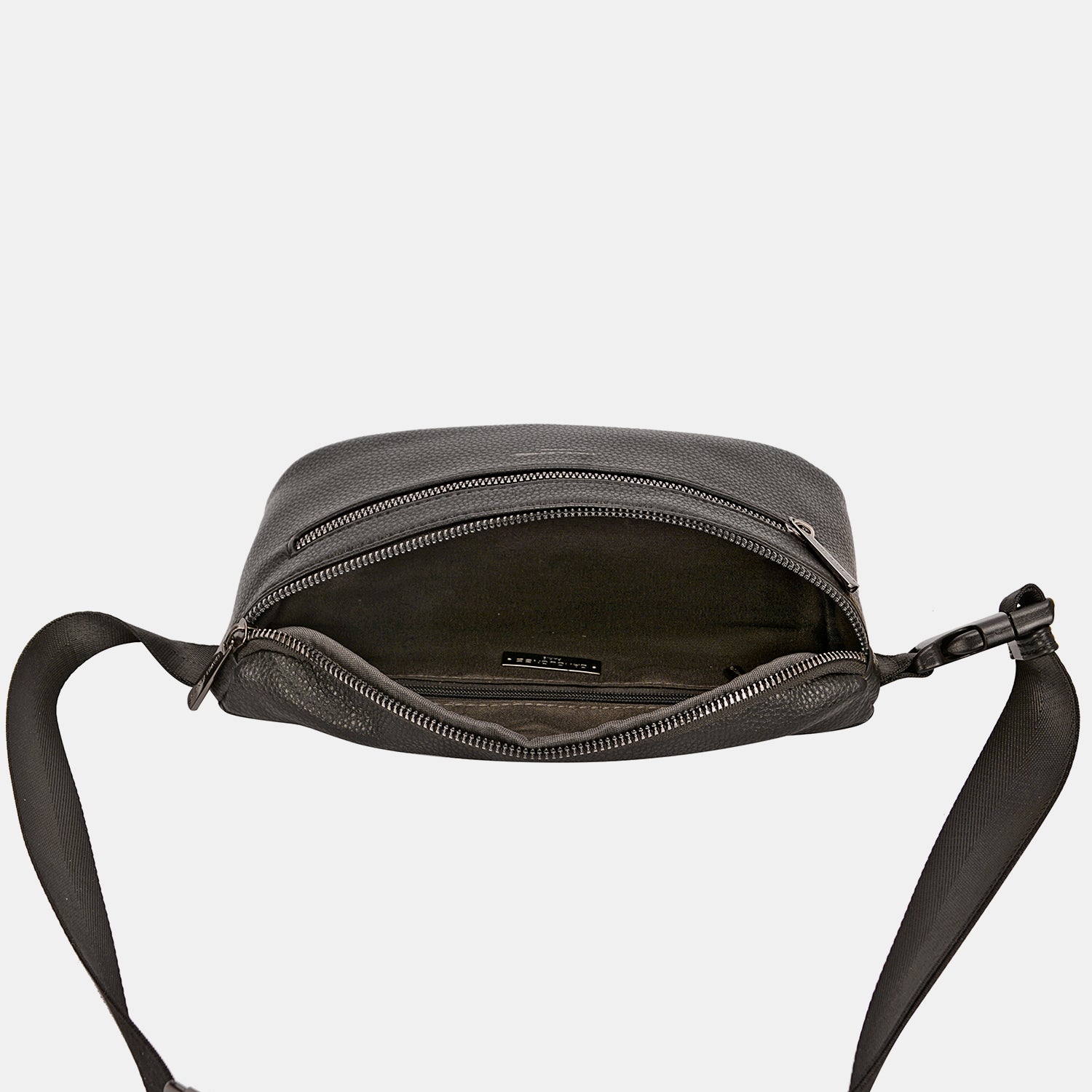 Dark Slate Gray David Jones PU Leather Double Zipper Adjustable Belt Bag Sentient Beauty Fashions Apaparel &amp; Accessories