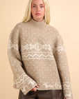 VERY J Christmas Element Mock Neck Long Sleeve Sweater