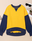 Color Block Round Neck Long Sleeve Sweatshirt