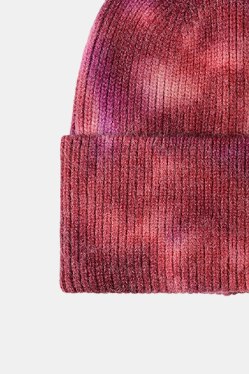 White Smoke Tie-Dye Cuffed Rib-Knit Beanie Hat