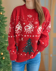 Christmas Element Round Neck Long Sleeve Sweater