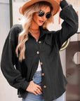 Textured Button Up Long Sleeve Shacket