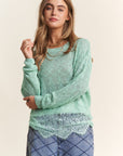 J.NNA Lace Detail Long Sleeve Knit Top