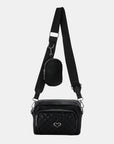 Black PU Leather Adjustable Strap Crossbody Bag Sentient Beauty Fashions *Accessories
